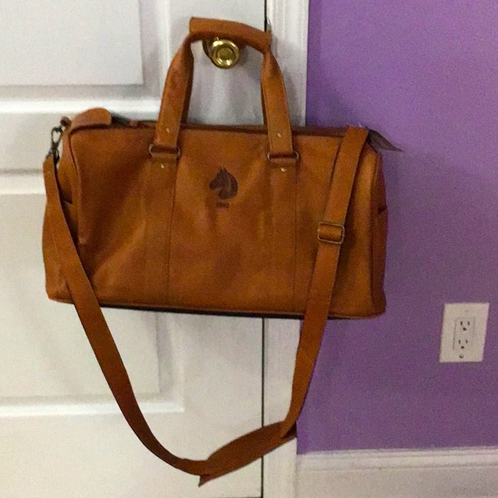 TICA Leather Duffle Bag with Crossbody Strap Large Sport Travel Bag Unisex.
